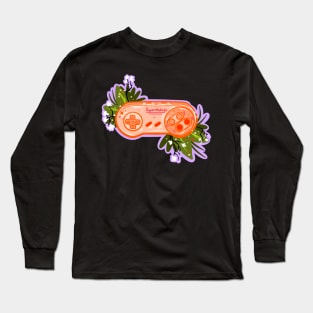 Retro Floral Video Game Controller Long Sleeve T-Shirt